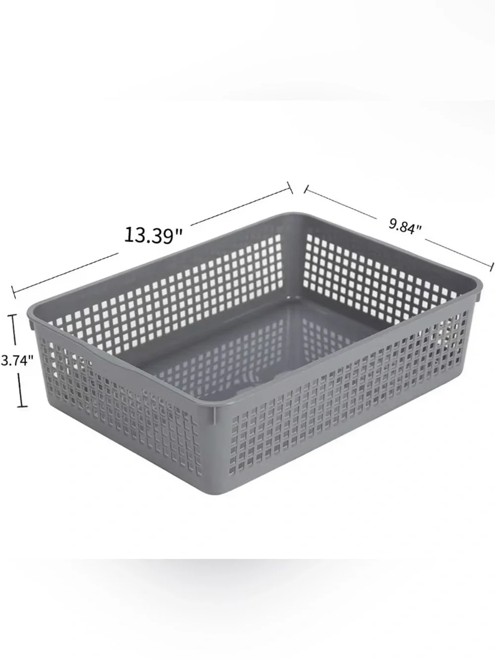 Eslite Plastic Organizing Baskets/Storage Tray Baskets, 6-Pack, Gray